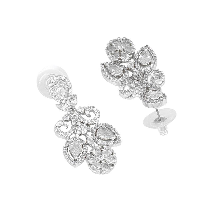 Estele Rhodium Plated Cz Marvelous Drop Earrings For Women : AD-718-IR-WEERER