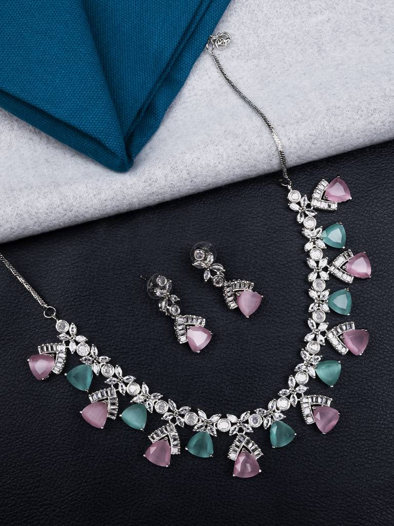 Cz Ad Necklace Set For Glamorous Lookâ : AD127MULTI