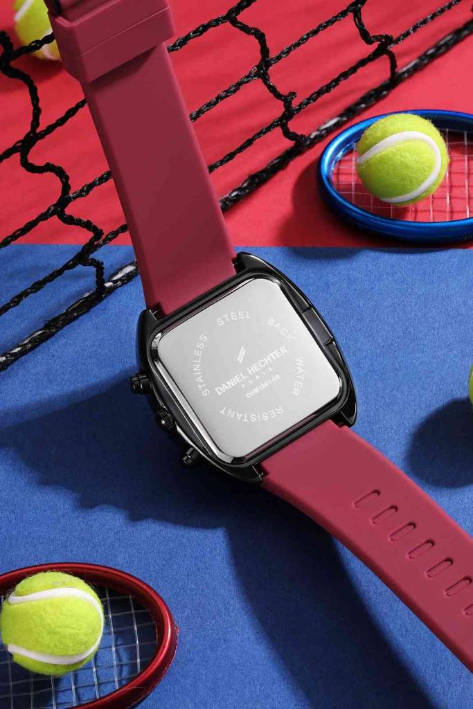 Daniel Hechter Paris Bercy Collection Modern Multi Functional Watch For Men With Square Dial And Silicon Band-Dhm : DHM1001-09