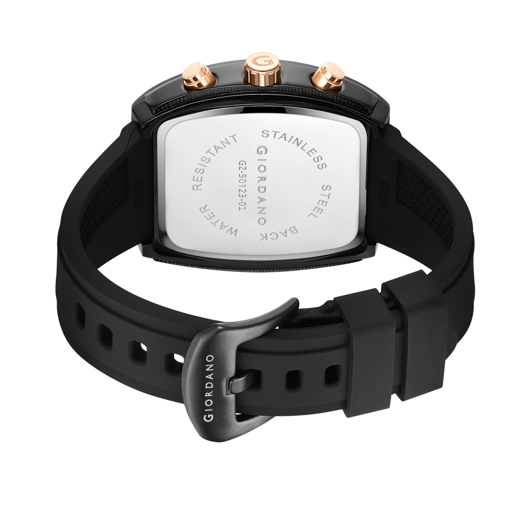 Giordano Square Dial Multifuncational Watch For Men With Stylish Design, Waterproof, Date Display & Silicone Strap : GZ-50123-01