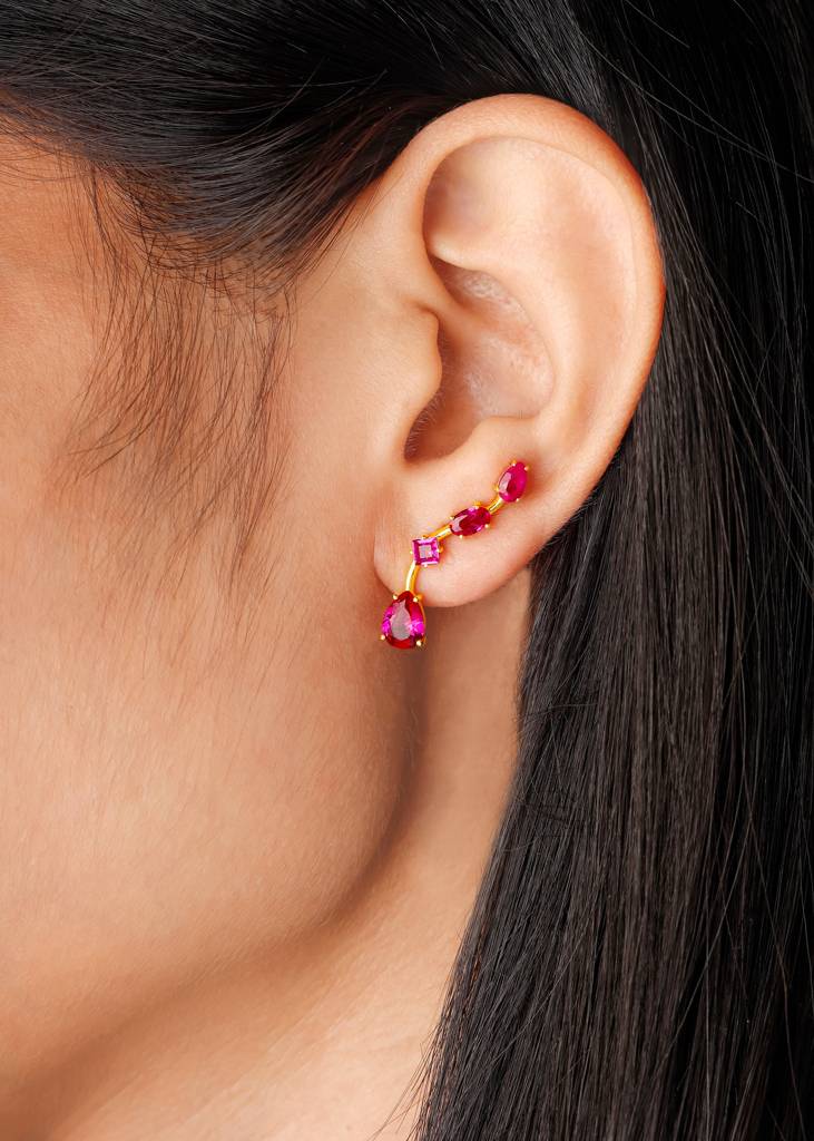 Love & Vitality – Lab Created Ruby Drop Earrings : AE25308