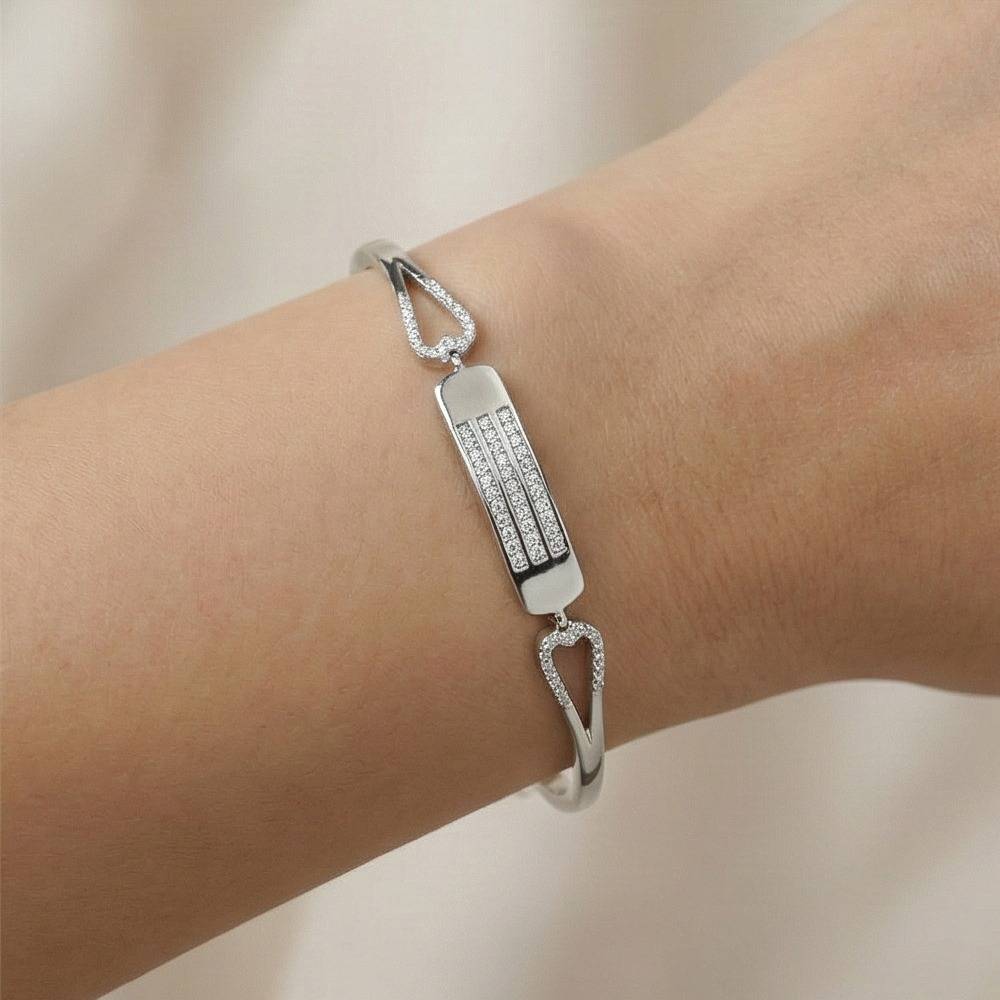 925 Sterling Silver Triple Row Bar Hinged Bangle Bracelet Jewellery For Women High Polish Finish : AG0202-107