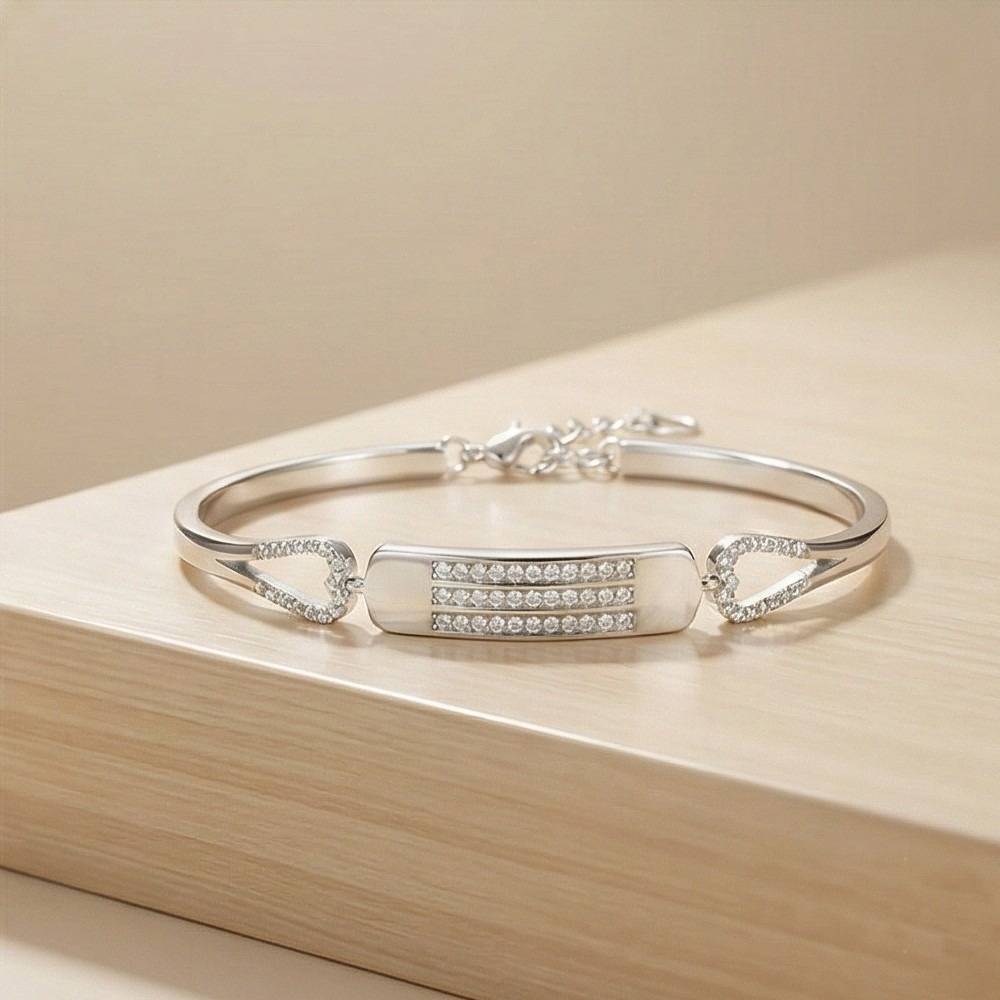 925 Sterling Silver Triple Row Bar Hinged Bangle Bracelet Jewellery For Women High Polish Finish : AG0202-107