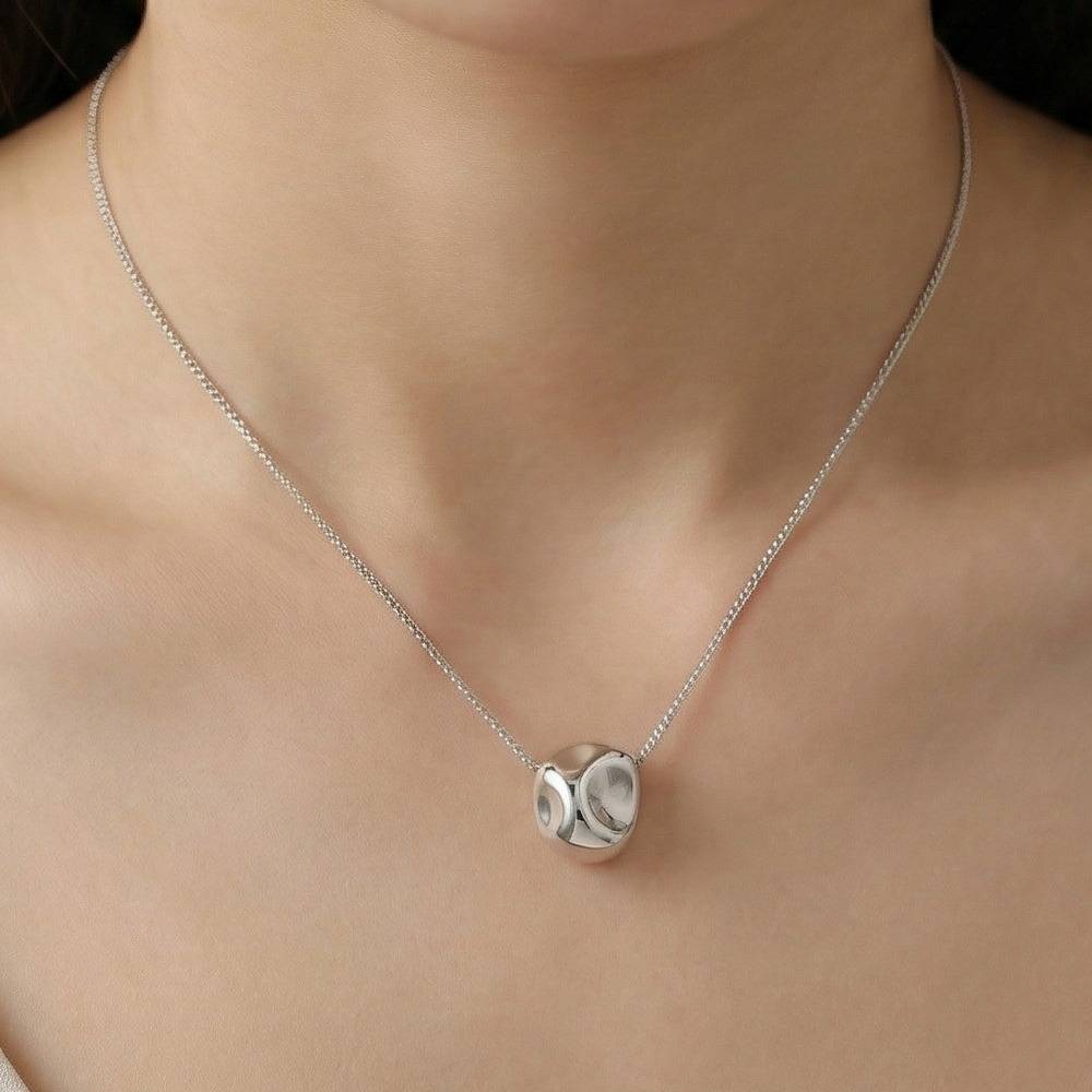 925 Sterling Silver Abstract Organic Shape Pendant Necklace Jewellery For Women : AG0202-39-40