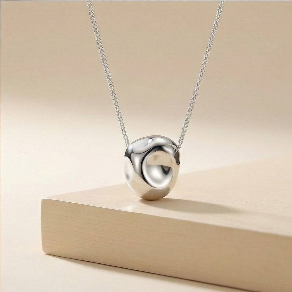 925 Sterling Silver Abstract Organic Shape Pendant Necklace Jewellery For Women : AG0202-39-40