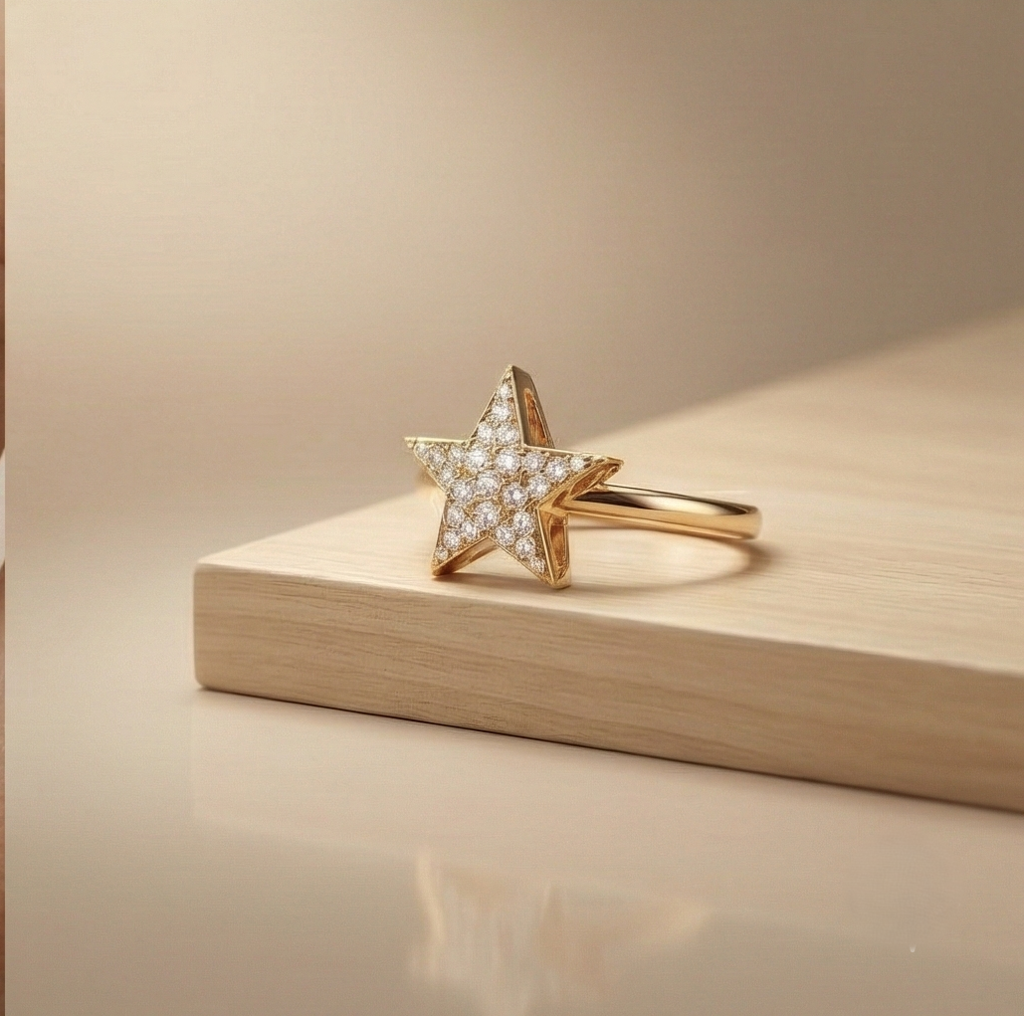 925 Sterling Silver Celestial Star Ring Rose Gold Plated Statement Jewellery For Women And Girls : AG0202-77