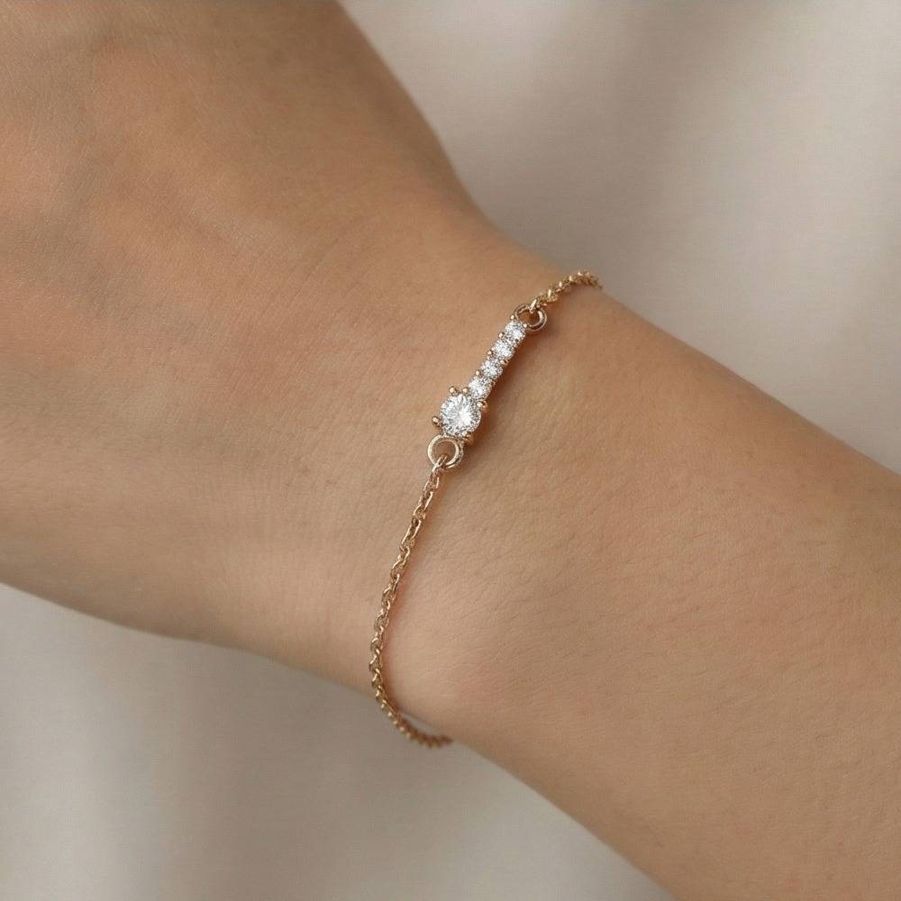 925 Sterling Silver Linear Bar Bracelet Jewellery Rose Gold Plated For Women : AG0202-87