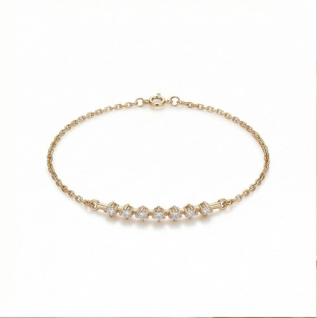 925 Sterling Silver Curved Stone Bar Bracelet Jewellery Gold Plated : AG0202-89