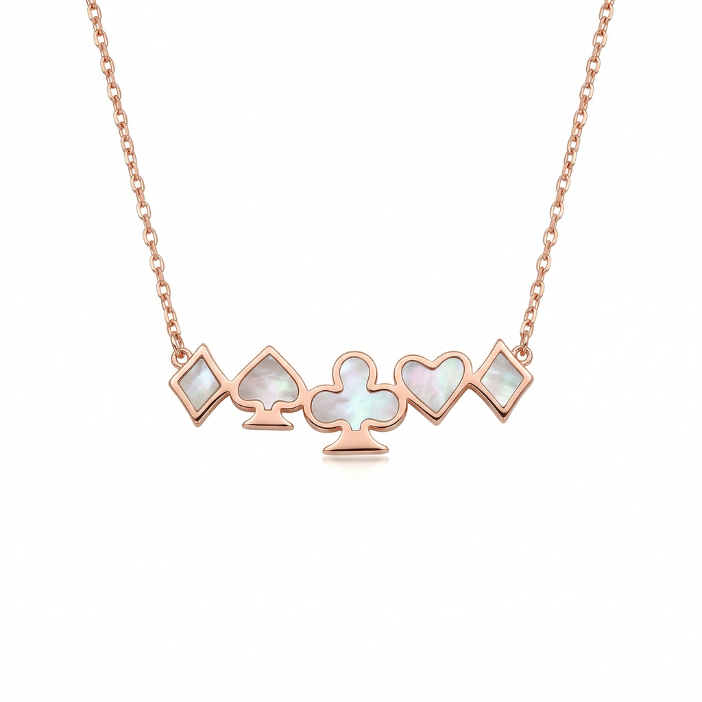 Luxe Collection - Rose Gold Plated Playing Card Suits Necklace Women'S Jewellery : AGDk0203021-1