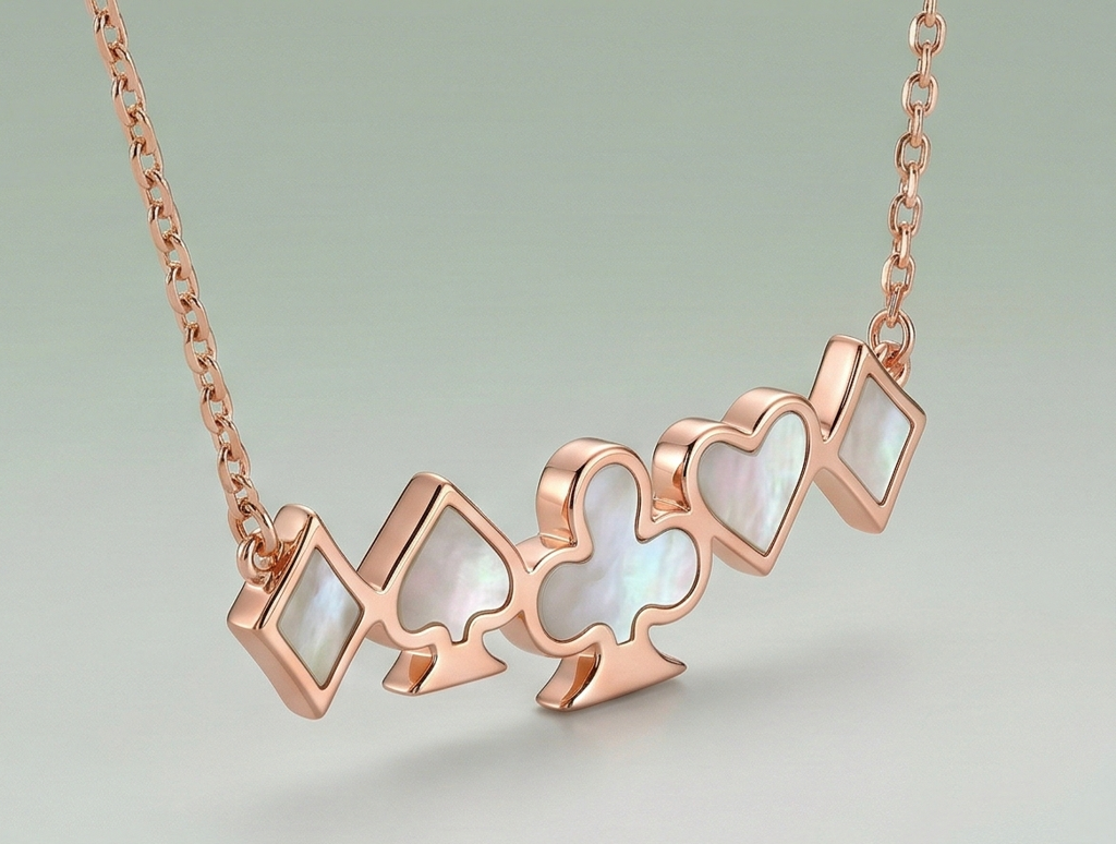 Luxe Collection - Rose Gold Plated Playing Card Suits Necklace Women'S Jewellery : AGDk0203021-1