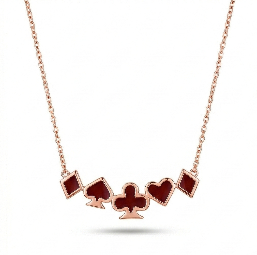 Luxe Collection - Rose Gold Plated Playing Card Suits Necklace Women'S Jewellery : AGDk0203021