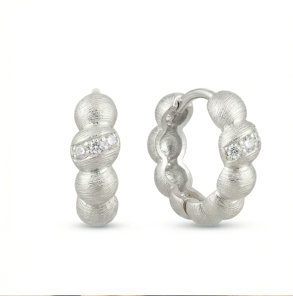 Luxe Collection -Textured Beaded Huggie Hoop Earrings Jewellery For Women : AGER0203089-1