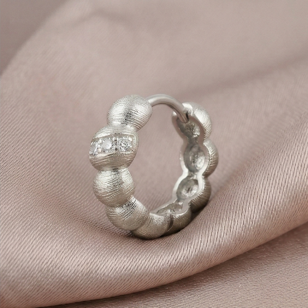 Luxe Collection -Textured Beaded Huggie Hoop Earrings Jewellery For Women : AGER0203089-1