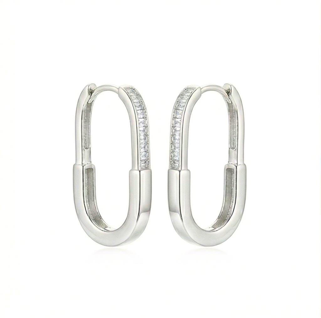 Luxe Collection - Elongated Oval Hoop Earrings Jewellery For Women : AGER0203091-1