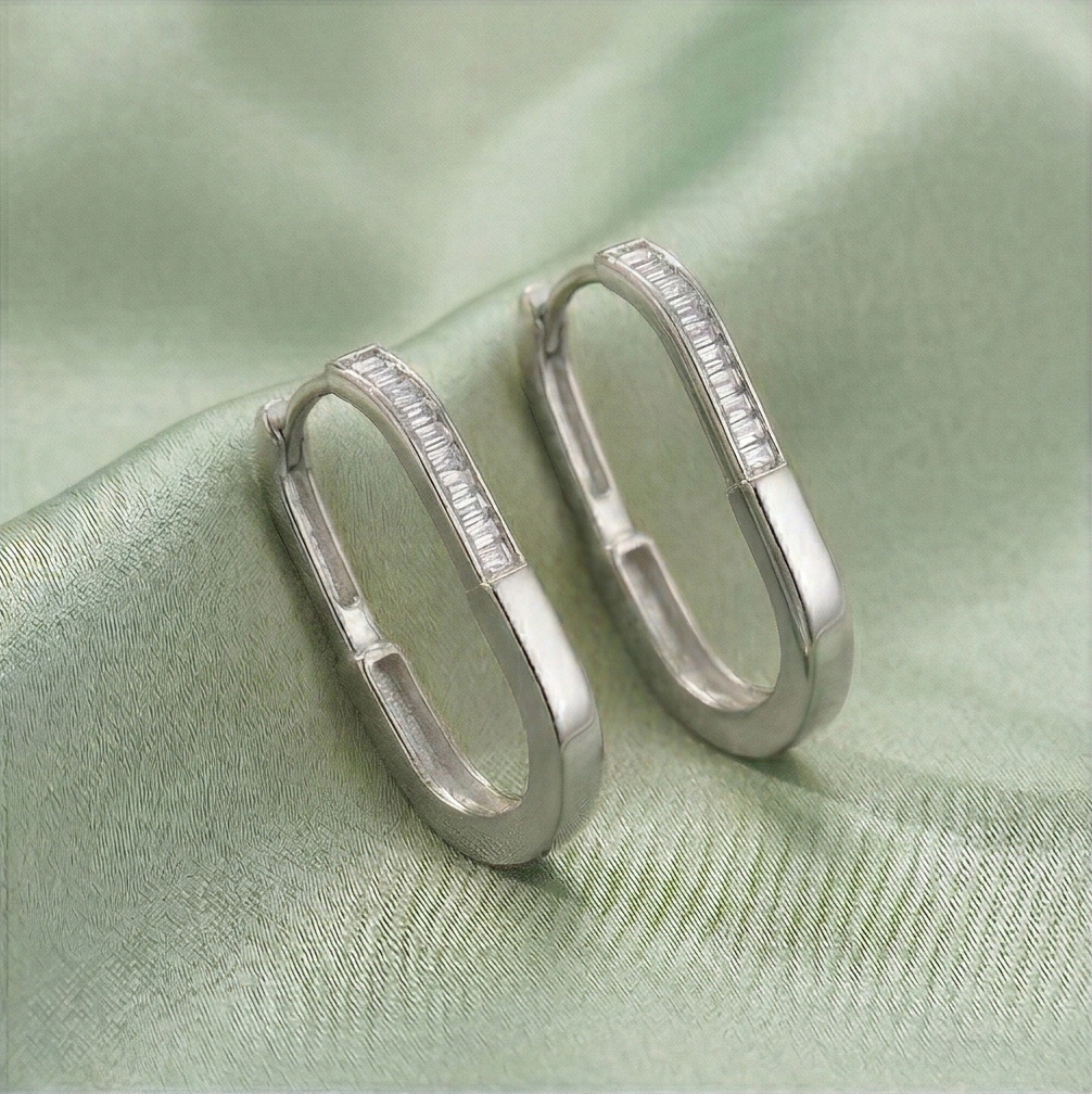 Luxe Collection - Elongated Oval Hoop Earrings Jewellery For Women : AGER0203091-1