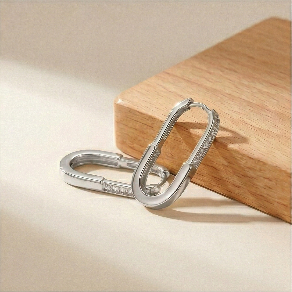 Luxe Collection - Elongated Oval Hoop Earrings Jewellery For Women : AGER0203091-1
