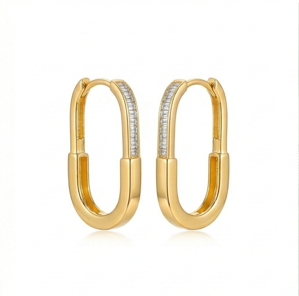 Luxe Collection - Elongated Oval Hoop Earrings Jewellery For Women : AGER0203091