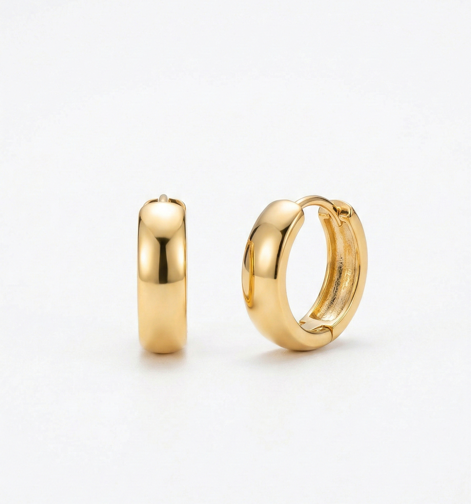 Luxe Collection - Gold Plated Thick Minimalist Huggie Hoop Earrings Jewellery For Women : AGER0203100