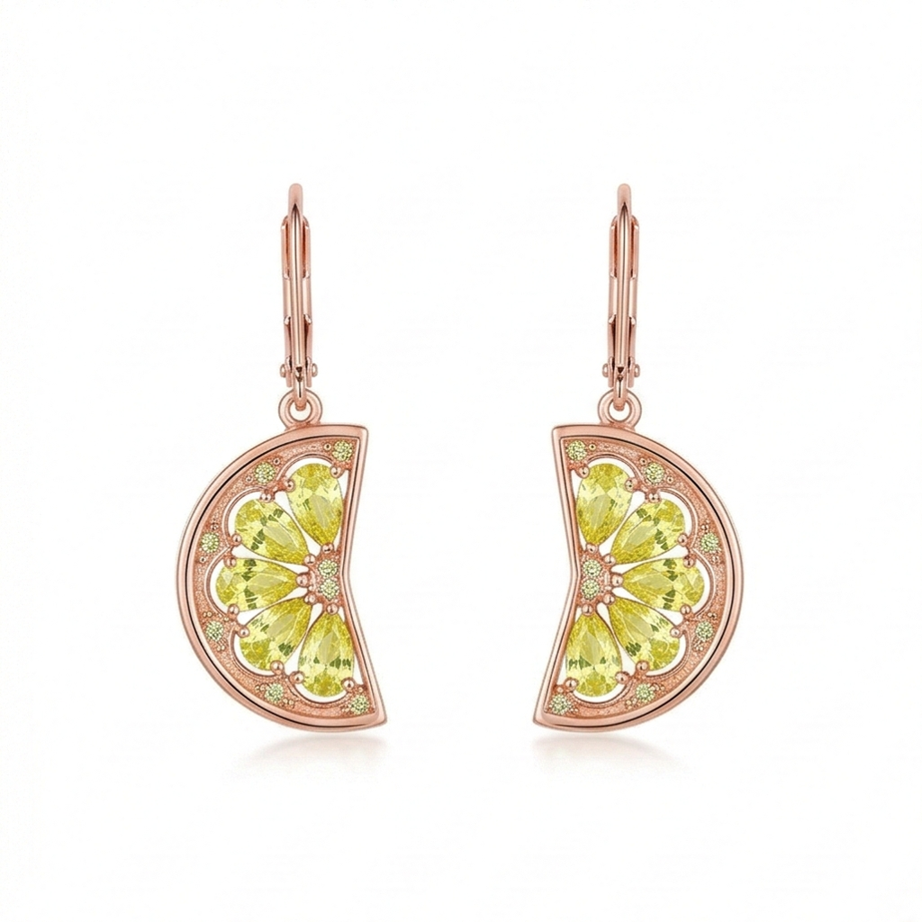 Luxe Collection - Rose Gold Plated Citrus Slice Drop Earrings Summer Jewellery : AGER0203118