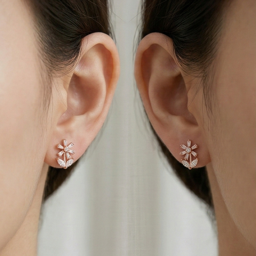 Luxe Collection - Rose Gold Plated Floral Stud Earrings Elegant Jewellery : AGER0203129