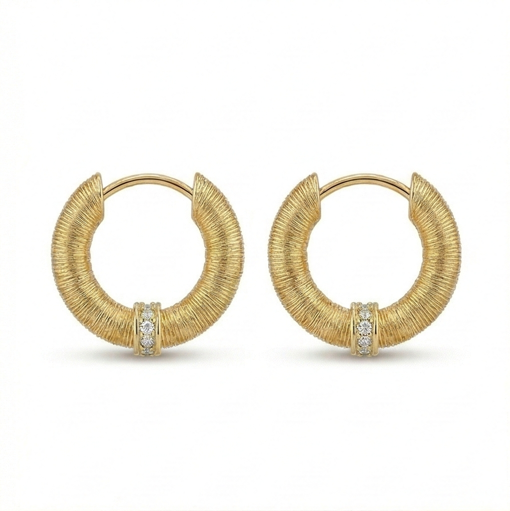 Luxe Collection - Gold Plated Textured Chunky Hoop Earrings Bold Statement Jewellery : AGER0203247