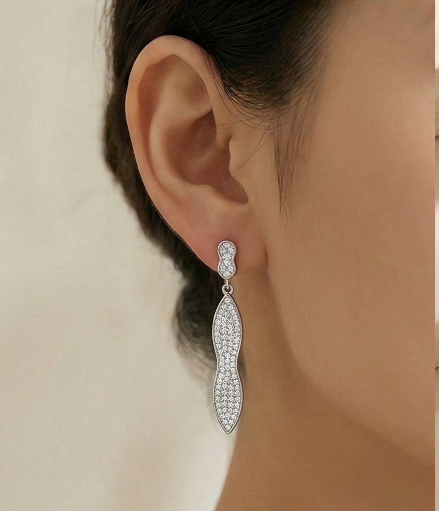 BAUBLEBAR Leia Cubic Zirconia Double Row Linear Drop Earrings In 18K Gold Plated Sterling Silver