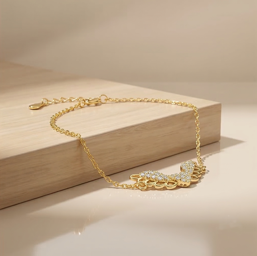 925 Sterling Silver Angel Wing Bracelet In Premium Gold Finish Ethereal Jewellery For Women : AGkBR02098