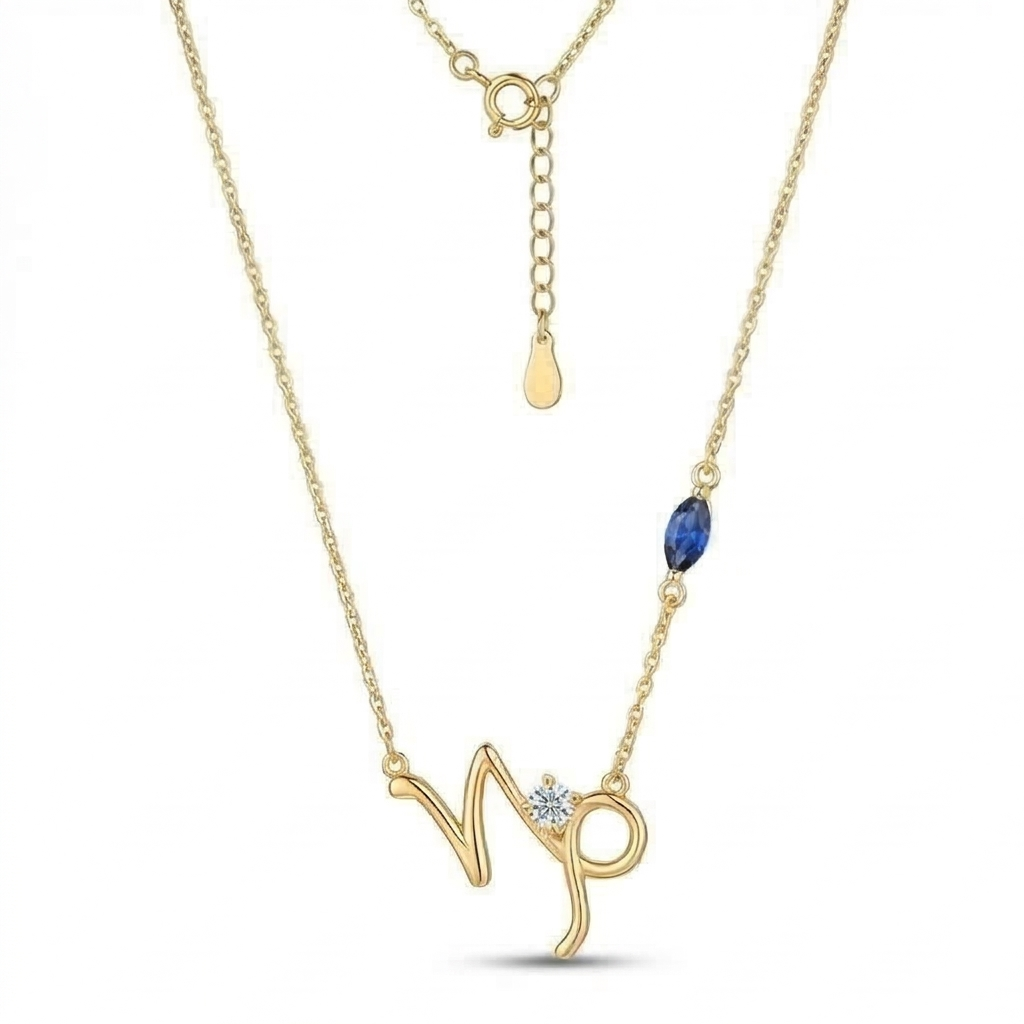 925 Sterling Silver Gold Plated Capricorn Zodiac Pendant Necklace Women'S Jewellery : AGkDK02106-1