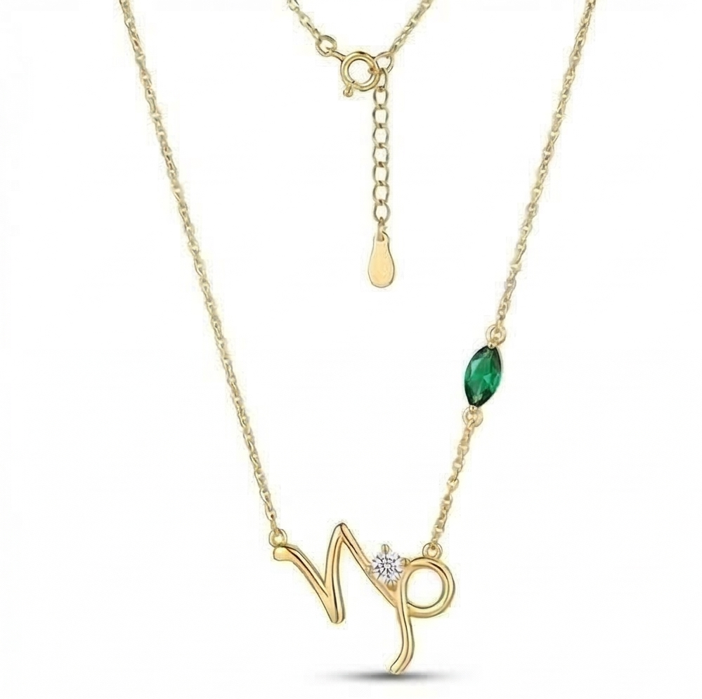 925 Sterling Silver Gold Plated Capricorn Zodiac Pendant Necklace Women'S Jewellery : AGkDK02106-2