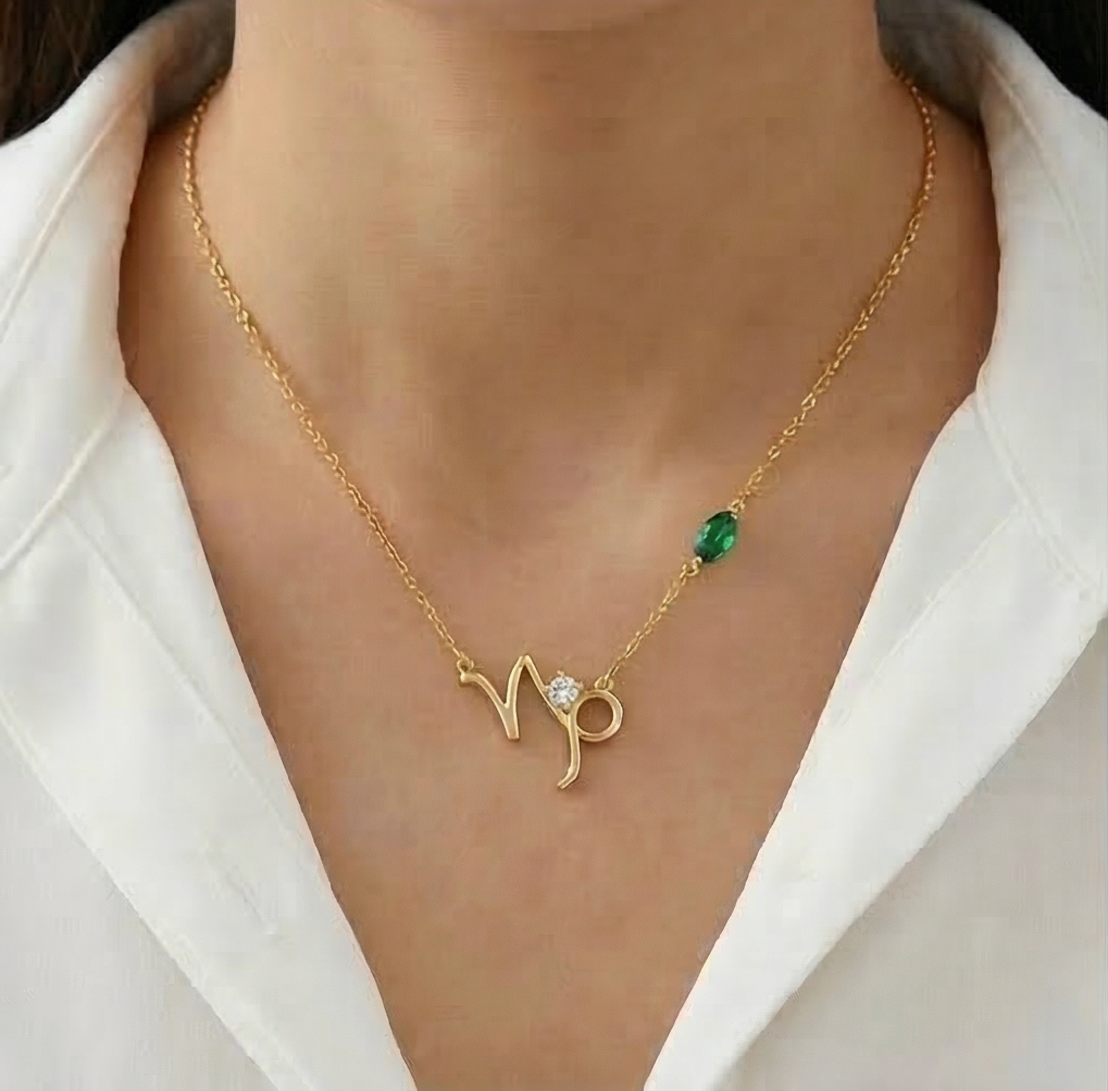 925 Sterling Silver Gold Plated Capricorn Zodiac Pendant Necklace Women'S Jewellery : AGkDK02106-2