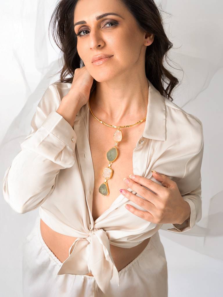 Sculptural Stone Statement Necklace : AHA0033N