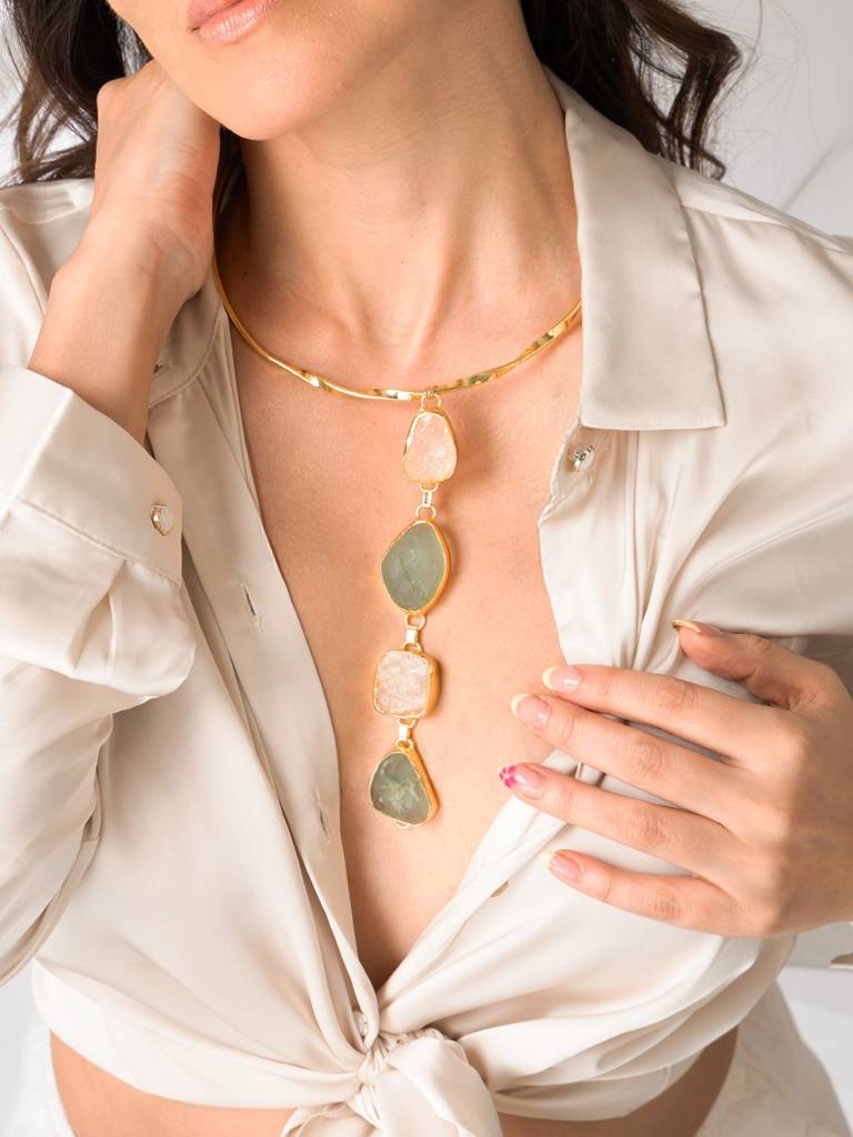 Sculptural Stone Statement Necklace : AHA0033N
