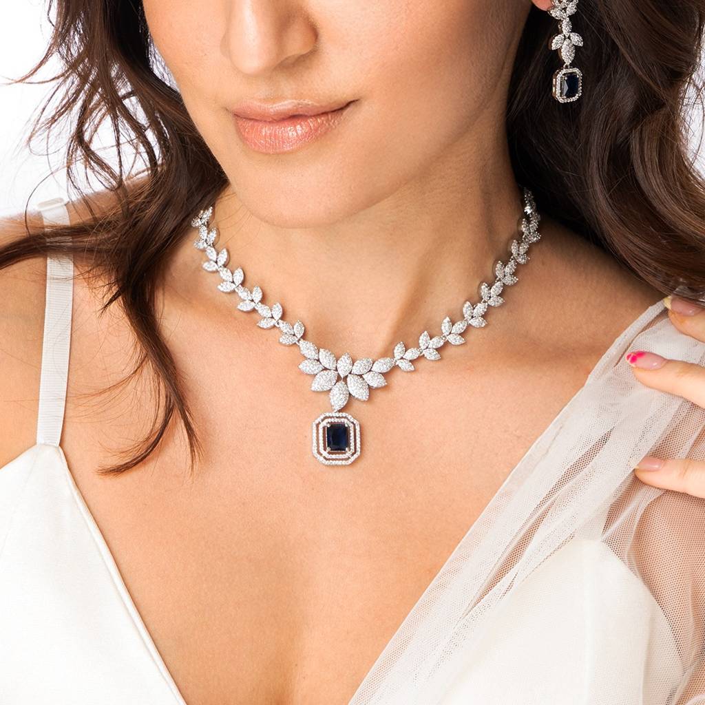 Sapphire Vine Necklace Set : AHA0087NS