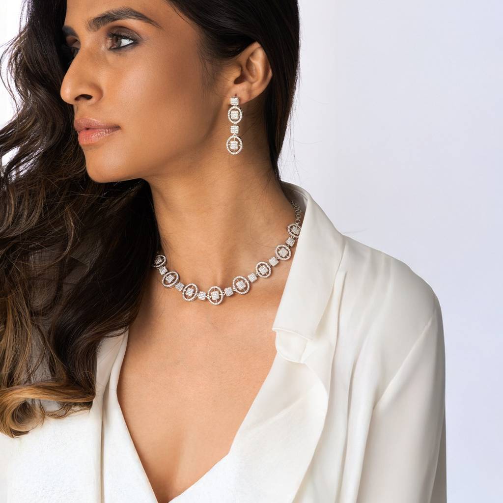 Circle Gemstone Necklace Set : AHA0147NS