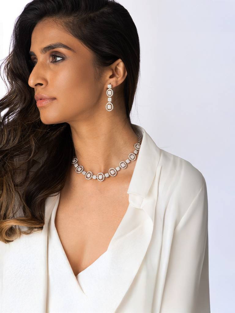 Circle Gemstone Necklace Set : AHA0147NS