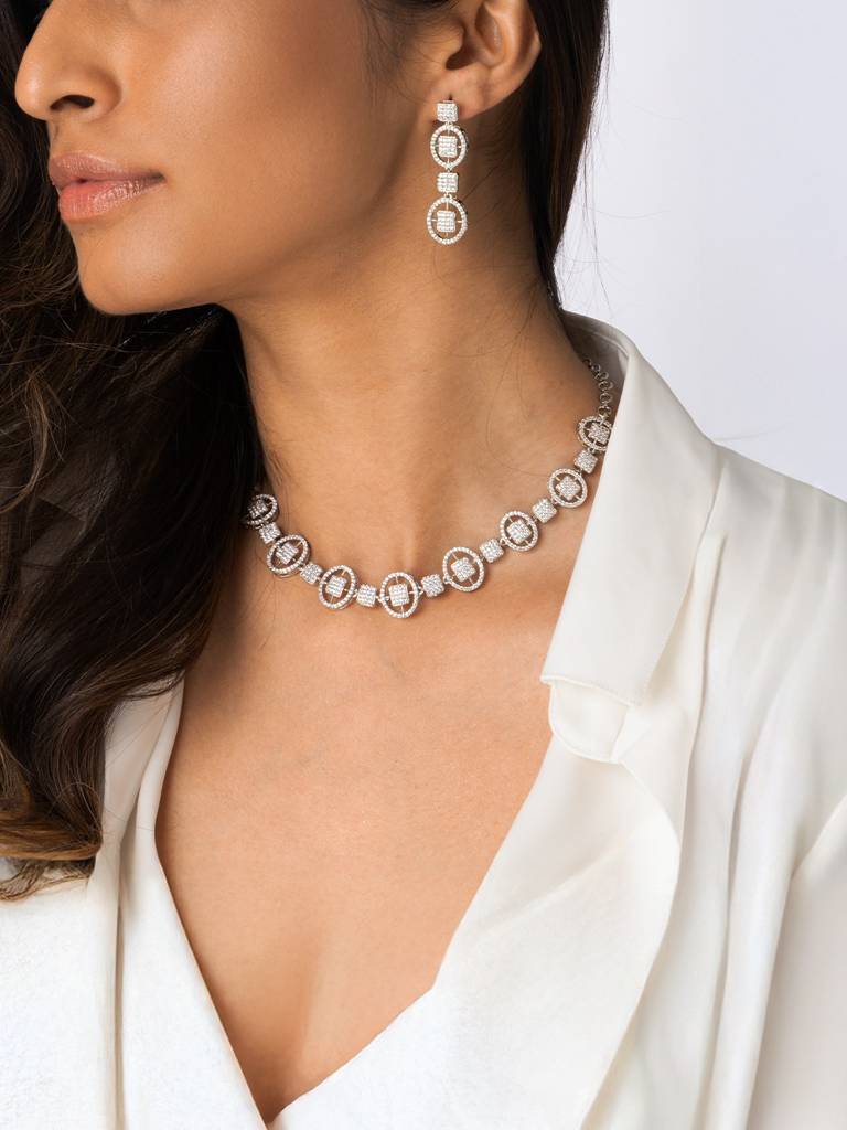 Circle Gemstone Necklace Set : AHA0147NS