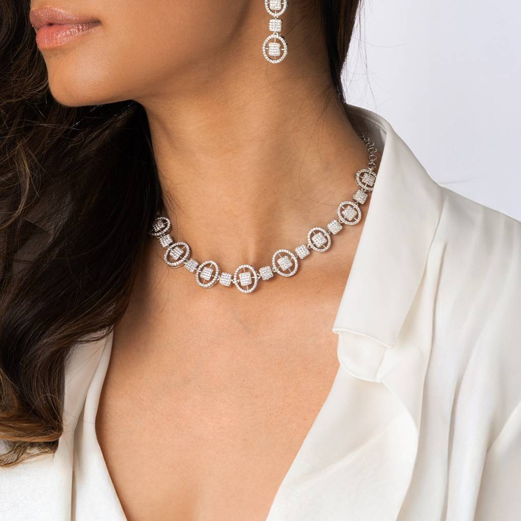 Circle Gemstone Necklace Set : AHA0147NS