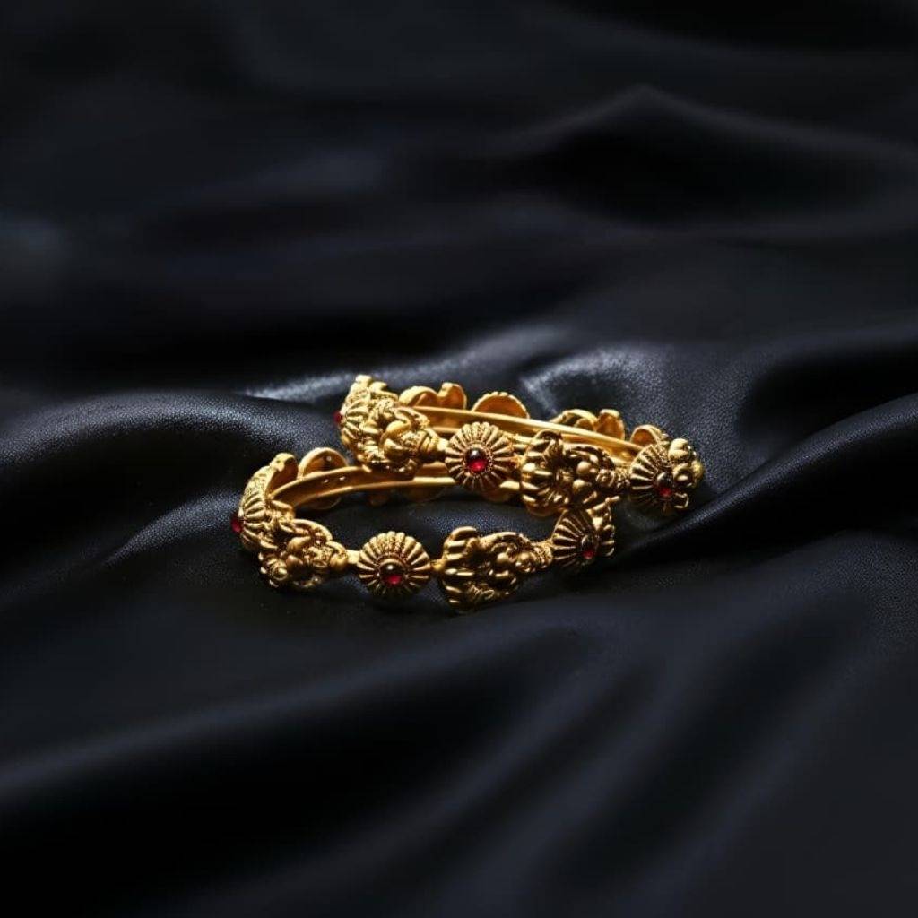 Gerua Polish Temple Slide Bangles, Set Of 2 : AKB040