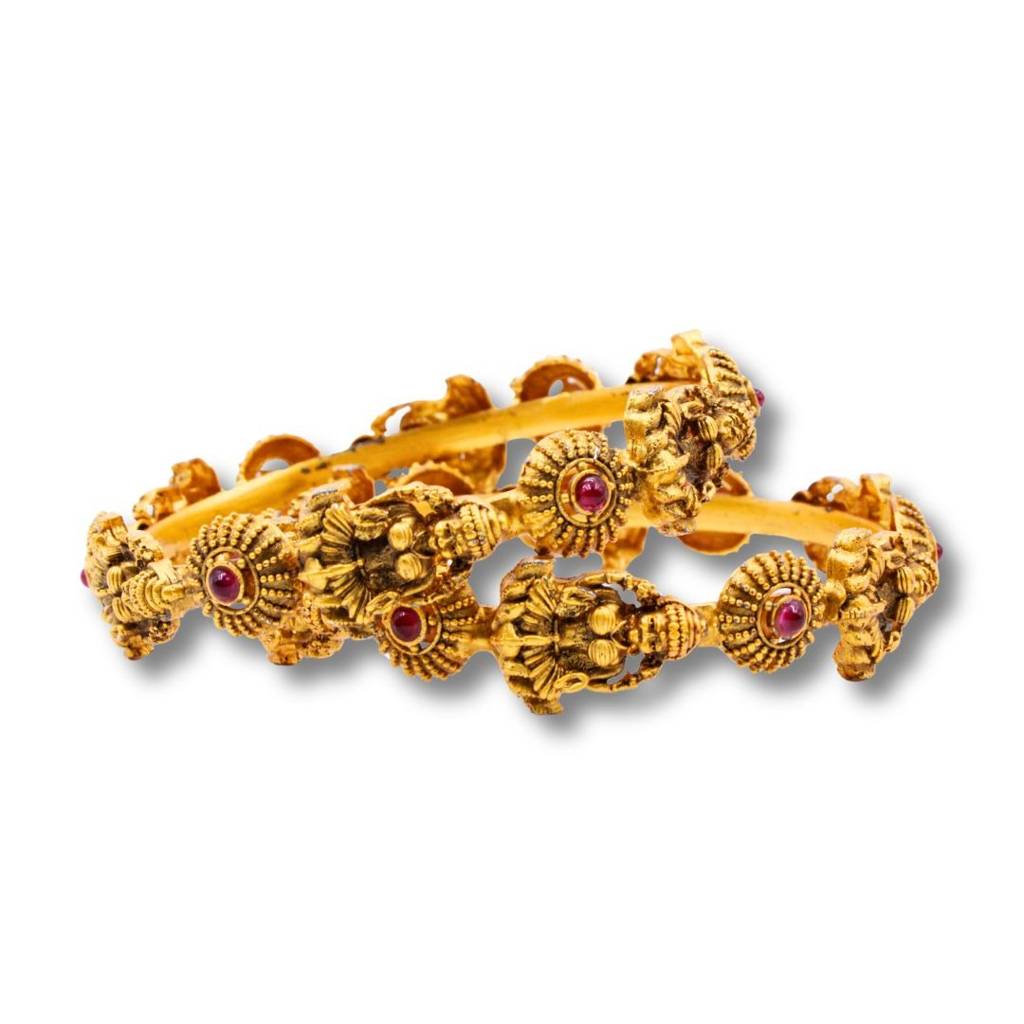 Gerua Polish Temple Slide Bangles, Set Of 2 : AKB040