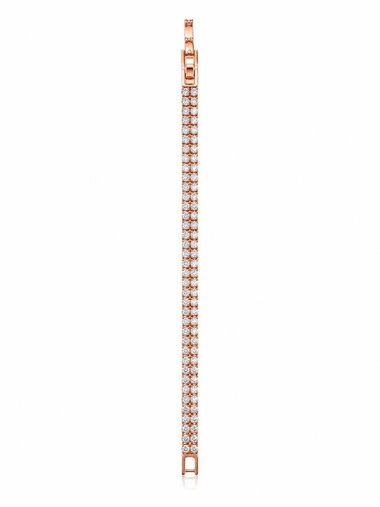 18K Rose Gold Plated Double Row Cz Tennis Bracelet : AKBR021