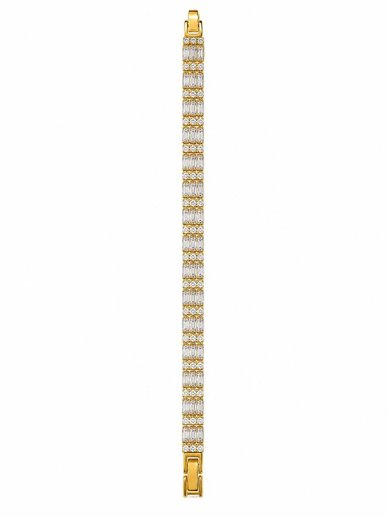 18K Gold Plated Triple Row Baguette Cz Tennis Bracelet : AKBR022