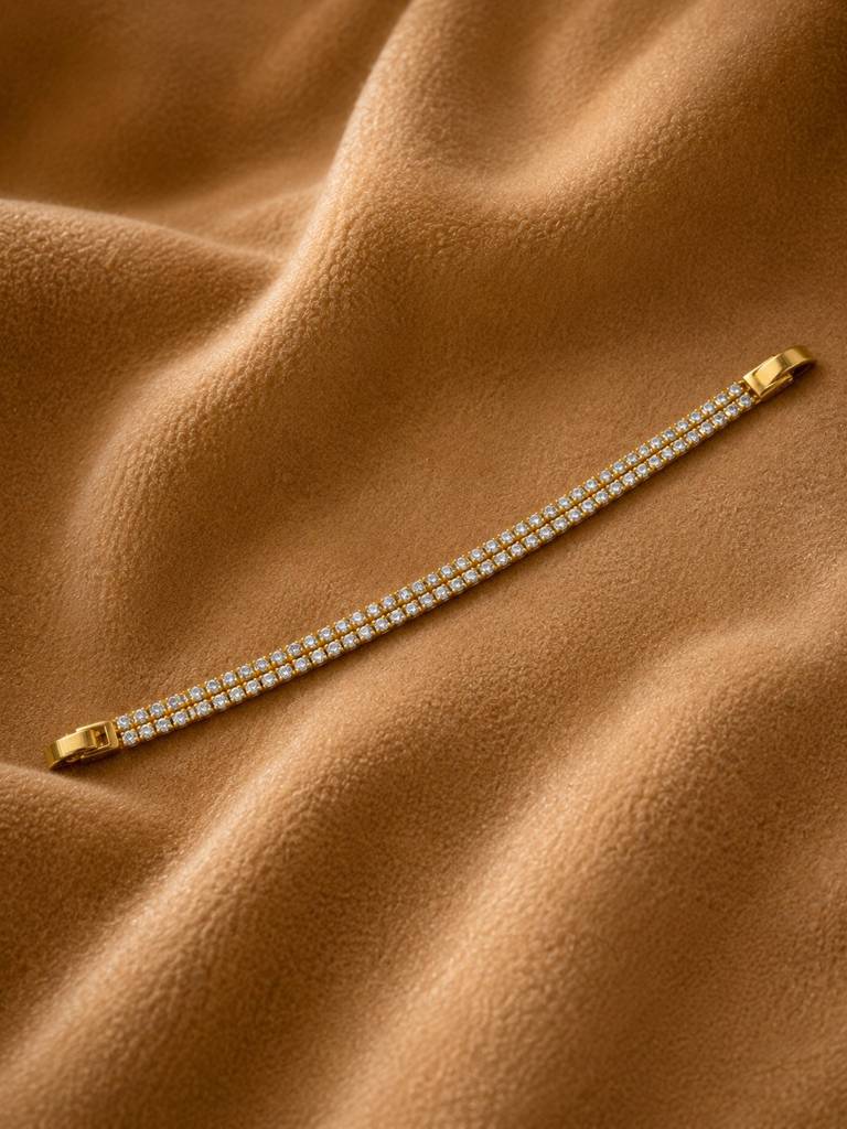 18K Gold Plated Double Row Cz Tennis Bracelet : AKBR026