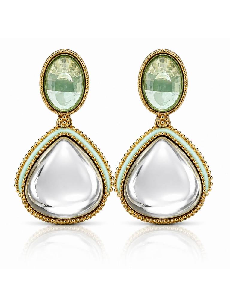 Gold Plated Pachi Kundan Enamel Dangler Earrings : AKE123-G