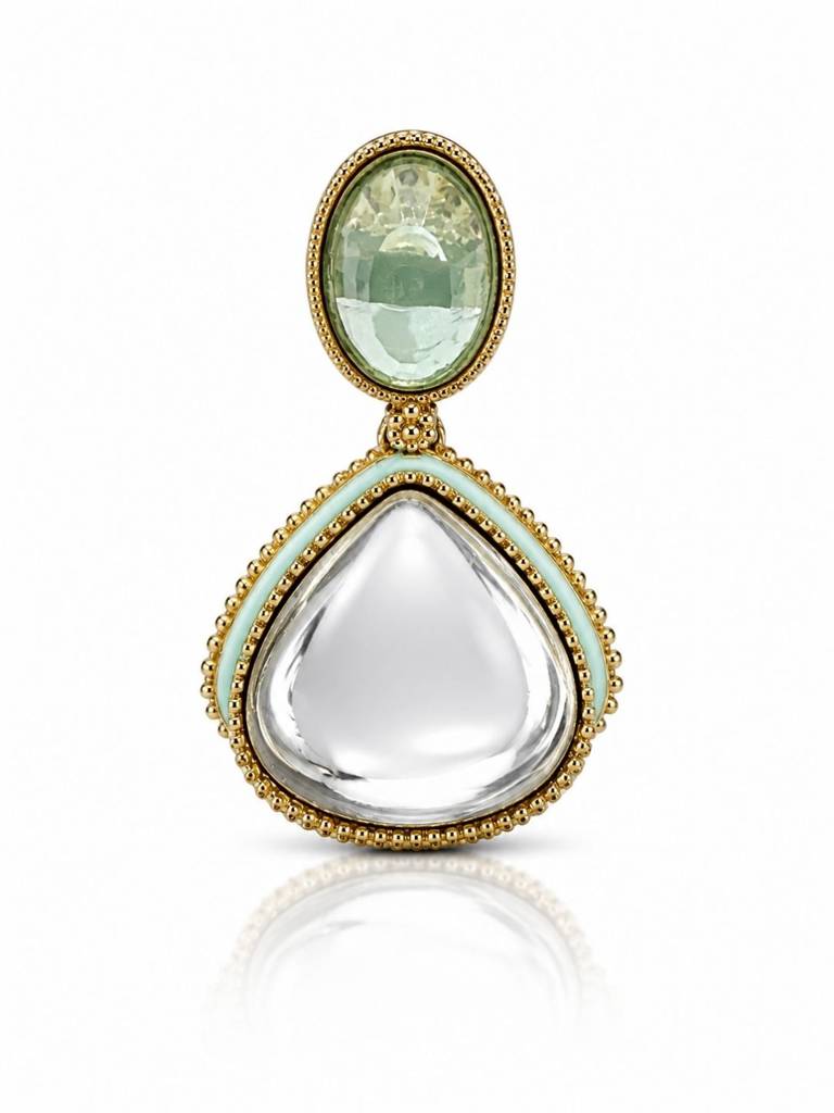 Gold Plated Pachi Kundan Enamel Dangler Earrings : AKE123-G