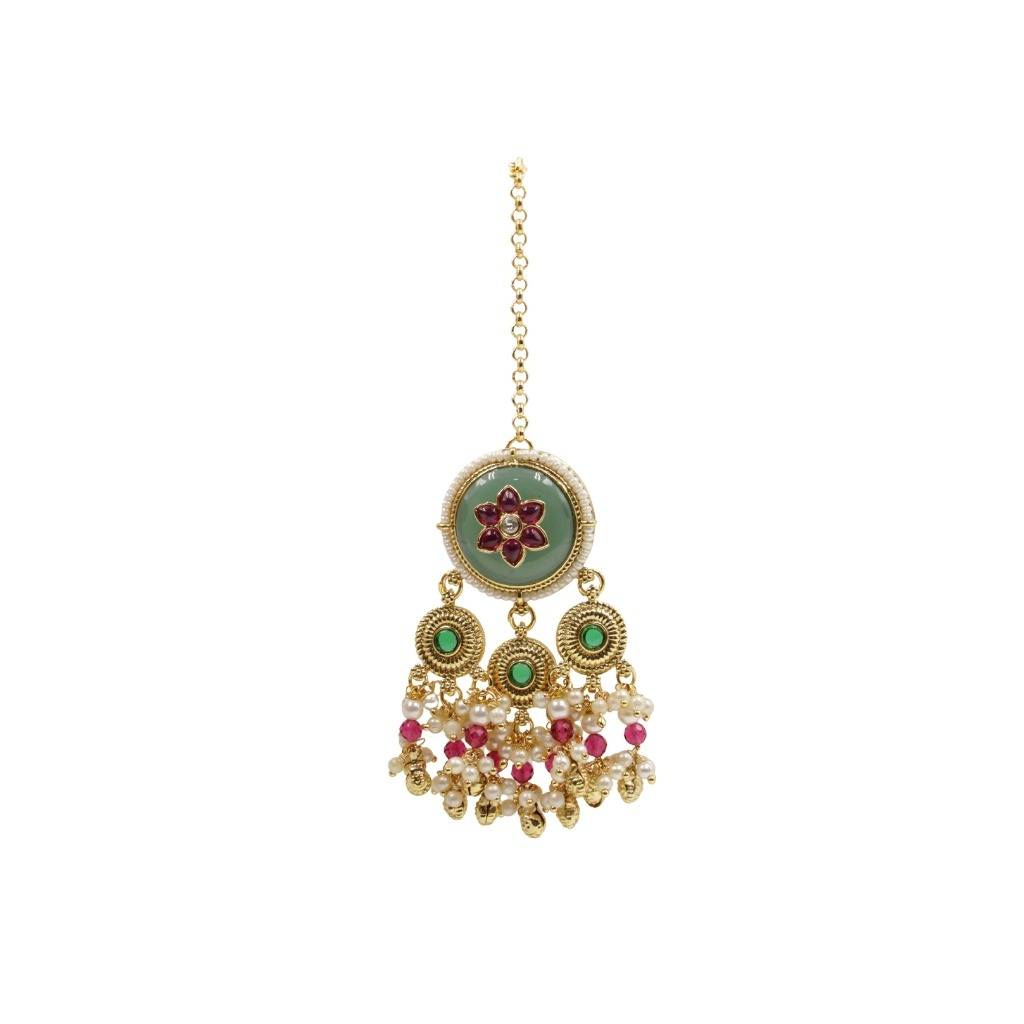 Stone & Pearl Bridal Necklace Set : AKN039