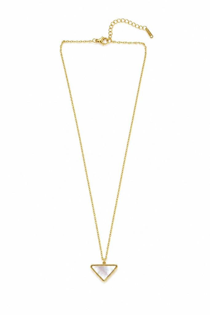 18K Gold Plated Mop Triangle Pendant Necklace : AKN055