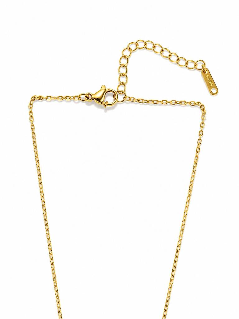 18K Gold Plated Mop Triangle Pendant Necklace : AKN055