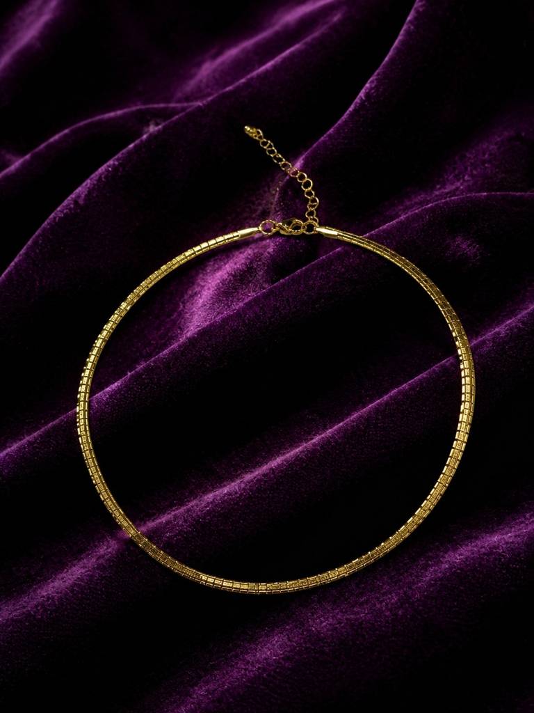 18K Gold Plated Snake Chain Hasli Necklace : AKN057