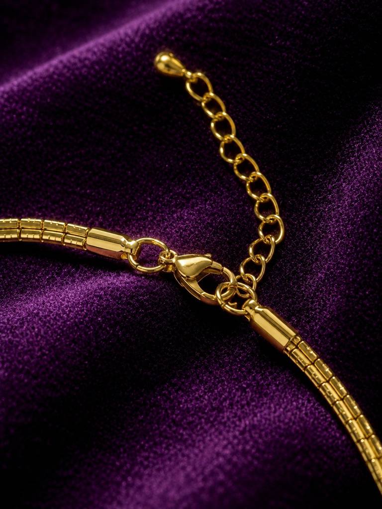 18K Gold Plated Snake Chain Hasli Necklace : AKN057