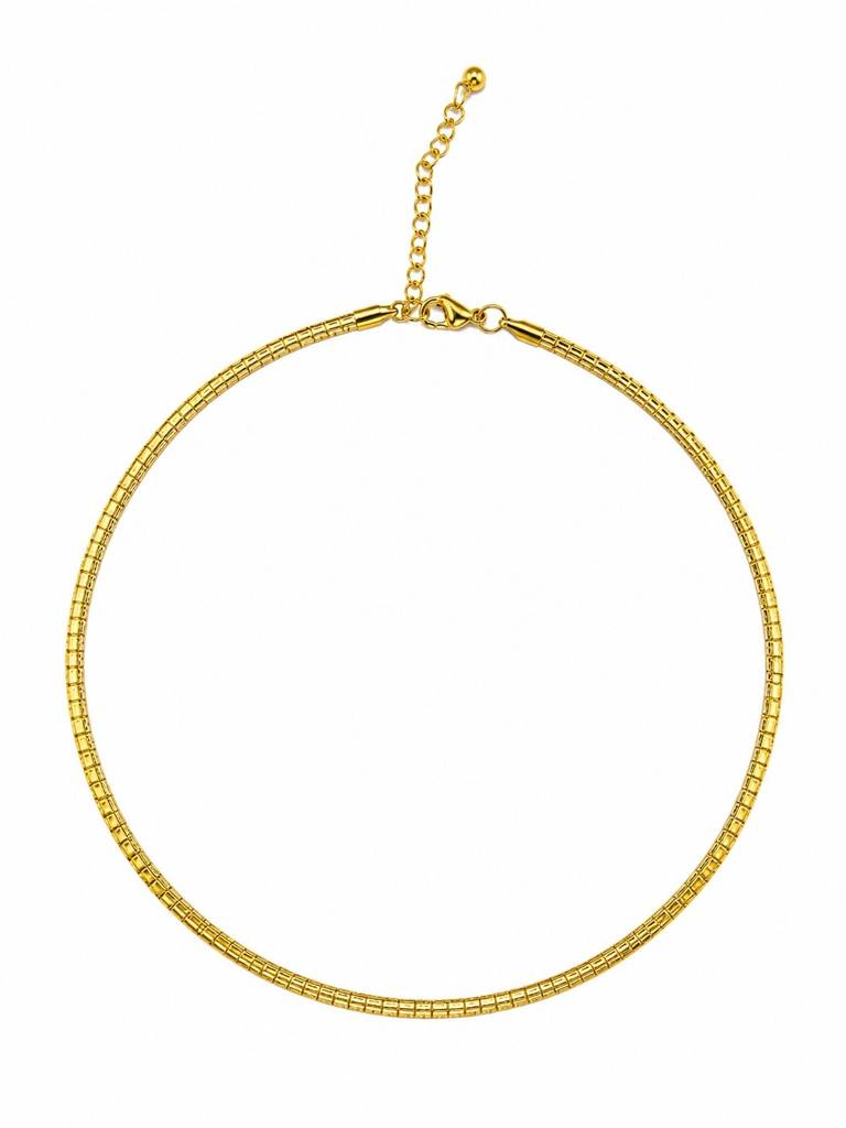 18K Gold Plated Snake Chain Hasli Necklace : AKN057